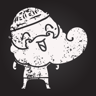 Bir insan tarafından çizilmiş kara tahta tebeşir mutlu sakallı adam