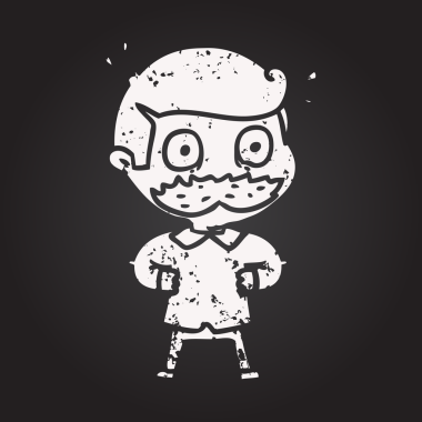 Karatahta tebeşirli bıyıklı adam bir insan tarafından çizilmiş.