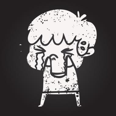 Karatahta tebeşirci çocuk bir insan tarafından çizilmiş ağlıyor.