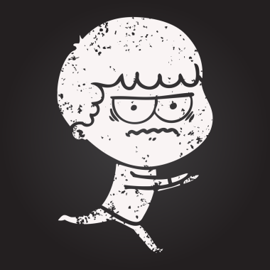 Tahta tebeşir karikatürü bir insan tarafından çizilmiş rahatsız bir adam.