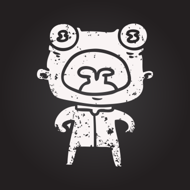 Karatahta tebeşir çizgi filmi. Bir insan tarafından çizilmiş garip uzaylı çığlıkları.