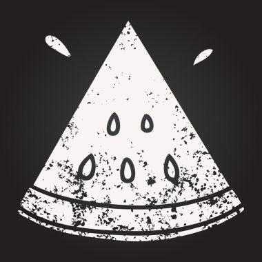 Karatahta tebeşiri bir insan tarafından çizilmiş garip karpuz karpuzu çiziyor.