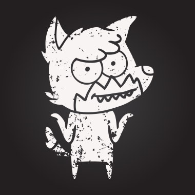 Karatahta tebeşirle çizilmiş bir insan tarafından çizilmiş sırıtan tilki.