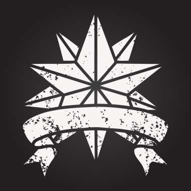 Bir insan tarafından çizilmiş bir yıldızın dövmesiyle geleneksel siyah çizgi dövmesi.