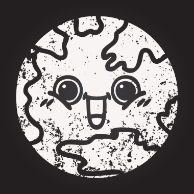 Tahta tebeşir, bir insan tarafından çizilmiş bir gezegenin karikatürü.