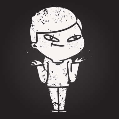 Bir insan tarafından çizilmiş kara tahta tebeşir çizgi film çocuğu.