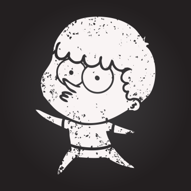 Bir insan tarafından çizilmiş kara tahta tebeşirli dans eden çocuk.