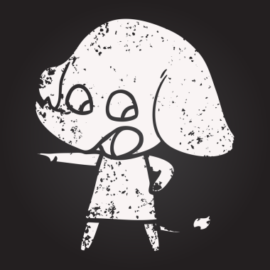 Bir insan tarafından çizilmiş kara tahta tebeşirle çizilmiş şirin bir fil.