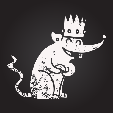 Karatahta tebeşir çizgi film kralı bir insan tarafından çizilmiş gülüyor.