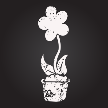 Bir insan tarafından çizilmiş kara tahta tebeşir şirin karikatür çiçeği.