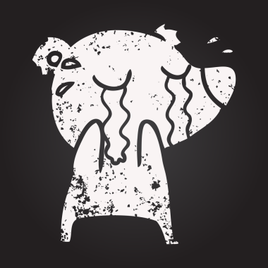 Karatahta tebeşiri bir insan tarafından çizilmiş ağlayan kutup ayısı.