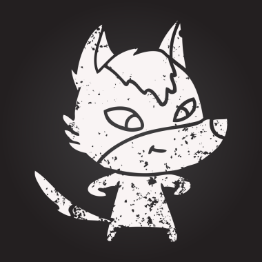 Bir insan tarafından çizilmiş kara tahta dostu çizgi film kurdu.