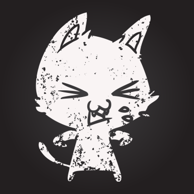 Tahta tebeşir çizgi film kedisi tıslayan bir insan tarafından çizilmiş.