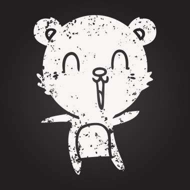 Karatahta tebeşir mutlu kutup ayısı bir insan tarafından çizilmiş.