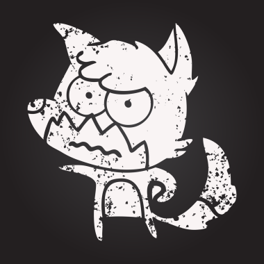 Tahta tebeşir karikatürü, bir insan tarafından çizilmiş tilki.