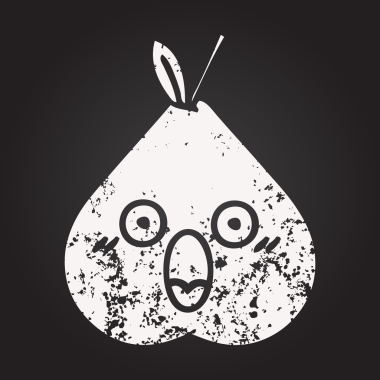 Karatahta bir insan tarafından çizilmiş armut karikatürü