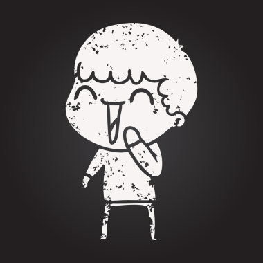 Karatahta tebeşir çizgi filmi bir insan tarafından çizilmiş mutlu adam