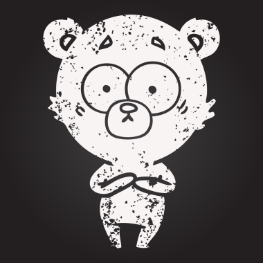 Karatahta tebeşirle bir insan tarafından çizilmiş ayı karikatürü