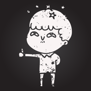 Tahta tebeşir karikatürü bir insan tarafından çizilmiş hayret verici bir çocuk.