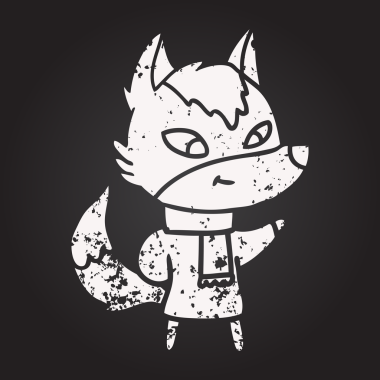 Bir insan tarafından çizilmiş kara tahta dostu çizgi film kurdu.