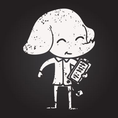 Bir insan tarafından çizilmiş kara tahta tebeşirle çizilmiş şirin bir fil.