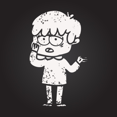 Tahta tebeşir çizgi filmi bir insan tarafından çizilmiş yorgun çocuk.