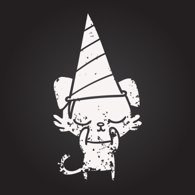 Bir insan tarafından çizilmiş kara tahta tebeşirle çizilmiş şirin bir köpek.