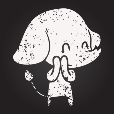 Bir insan tarafından çizilmiş kara tahta tebeşirle çizilmiş şirin bir fil.