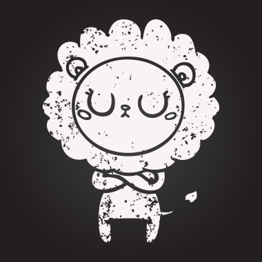 Bir insan tarafından çizilmiş kara tahta tebeşir karikatür aslanı