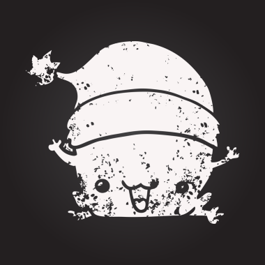 Bir insan tarafından çizilmiş kara tahta tebeşir, şirin karikatür, Noel kurbağası.