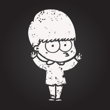 Karatahta tebeşir, bir insan tarafından çizilmiş sinirli çizgi film çocuğu.