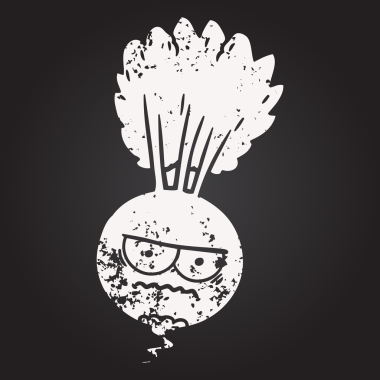 Bir insan tarafından çizilmiş karatahta kök sebze.