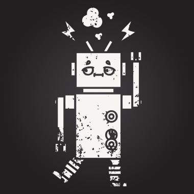 Bir insan tarafından çizilmiş bir robotun karikatürü.