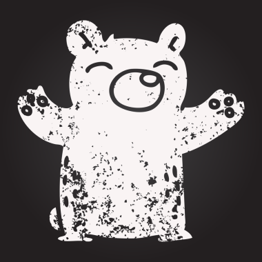 Karatahta tebeşiri bir insan tarafından çizilmiş tuhaf çizgi film ayısı.