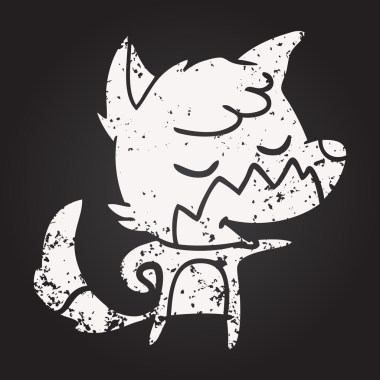 Bir insan tarafından çizilmiş kara tahta dostu çizgi film tilkisi.