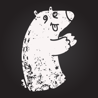 Karatahta tebeşir bir insan tarafından çizilmiş kutup ayısı karikatürü