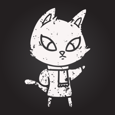 Karatahta tebeşiri bir insan tarafından çizilmiş çizgi film kedisi.