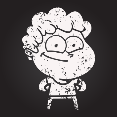 Karatahta tebeşir çizgi filmi bir insan tarafından çizilmiş mutlu adam