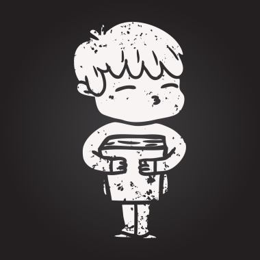 Karatahta tebeşir çizgi filmi Bir insan tarafından çizilmiş meraklı çocuk