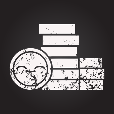 Tahta tebeşir, bir insan tarafından çizilmiş bozuk paraların karikatürü.