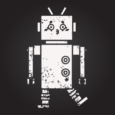 Bir insan tarafından çizilmiş bir robotun karikatürü.