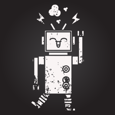 Bir insan tarafından çizilmiş bir robotun karikatürü.