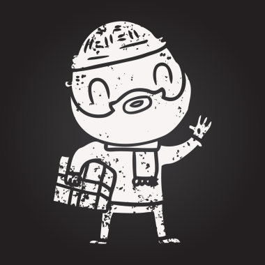 Bir insan tarafından çizilmiş kara tahta tebeşir, sakallı adam.