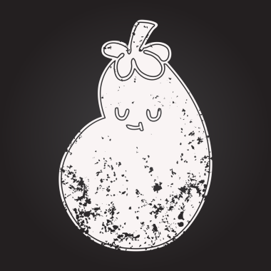 Tahta tebeşir karalama mutlu patlıcan sağlıklı sebzeler bir insan tarafından çizilmiş