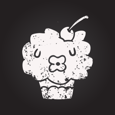 Karatahta tebeşirle bir insanın çizdiği kekin komik çizimi.