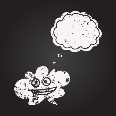 Kara tahta tebeşirle çizilmiş düşünce baloncuğu düşünce baloncuğu insan tarafından çizilmiş.