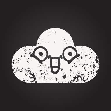 Bir insan tarafından çizilmiş beyaz bir bulutun karikatürü.