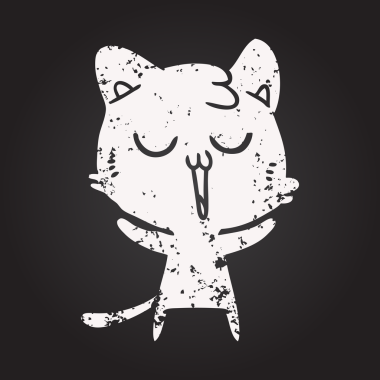 Bir insan tarafından çizilmiş kara tahta tebeşir çizgi film kedisi.