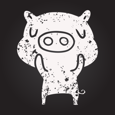 Karatahta tebeşir içerikli domuz insan tarafından çizilmiş.