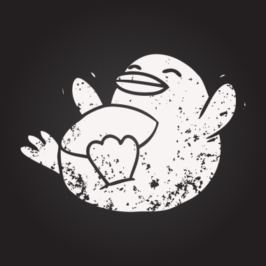 Karatahta tebeşirle çizilmiş mutlu penguen.